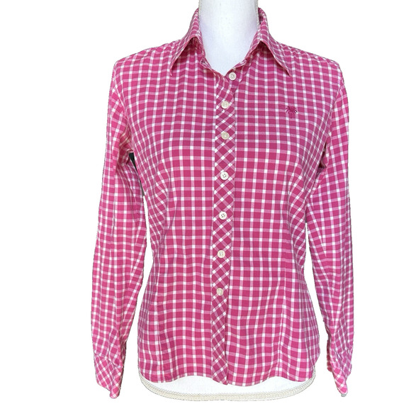 Lilly Pulitzer Blouse Size 4 Pink Plaid Button Down‎ Vintage Shirt - Picture 1 of 6